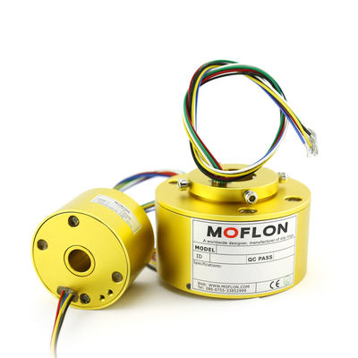 qualidade  Aluminum Alloy Moflon Electrical Rotary Joints Through Slip Ring Rotating Electrical Connector Through Hole Bored Slip Ring With 1-500 Wires 2A fábrica